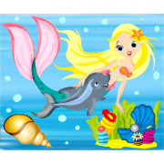 Роспись по полотну "Дельфин и русалка"