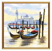 Вышивка крестом на канве с  рисунком "Пристань в Венеции"