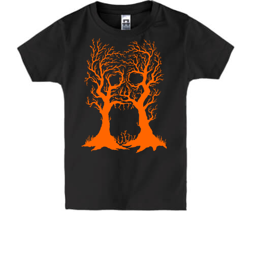 Детская футболка  с черепом из деревьев