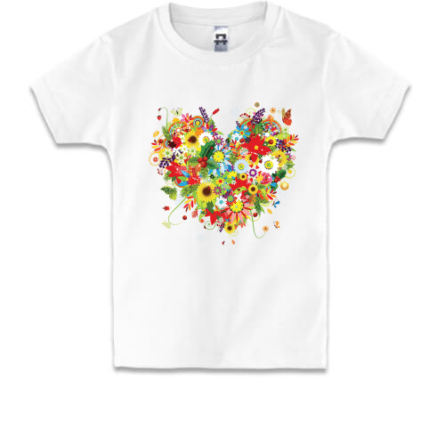 Дитяча футболка з серцем з квітів (2)