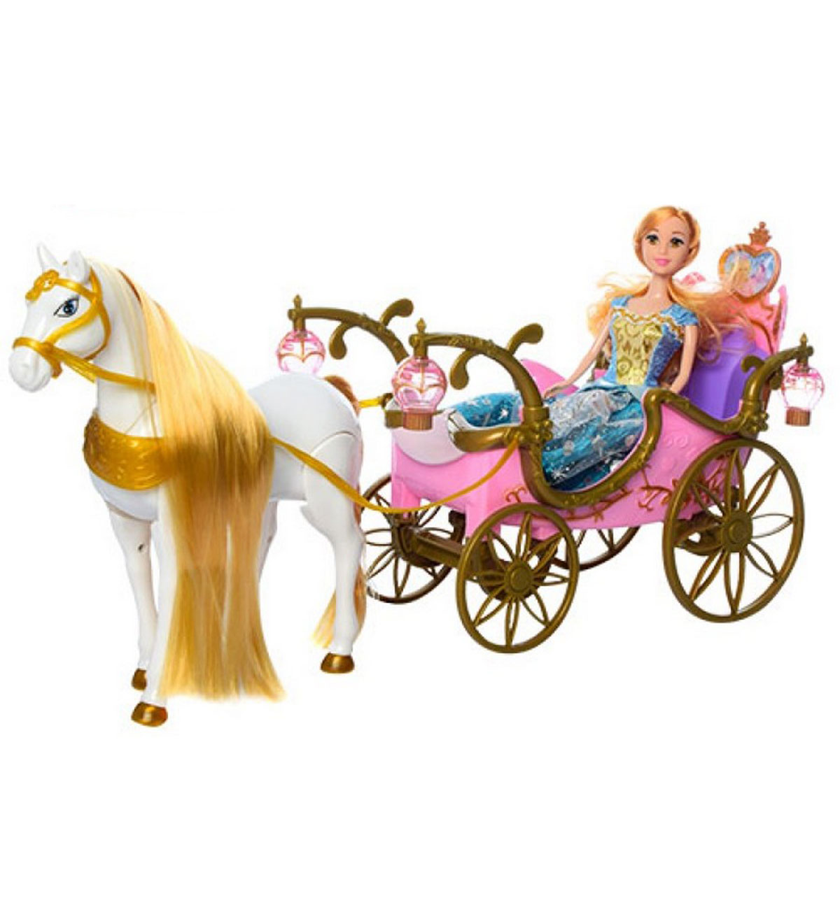 Карета с лошадью и куклой на батарейках