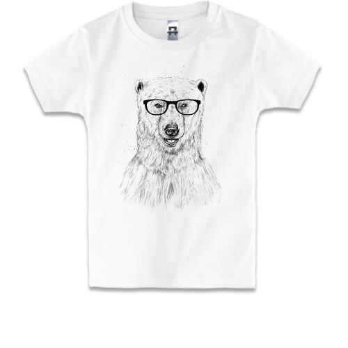 Детская футболка медведь-гик в очках