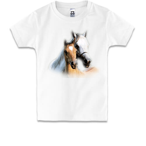 Детская футболка с парой лошадей