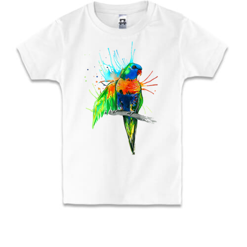 Детская футболка с акварельным попугаем
