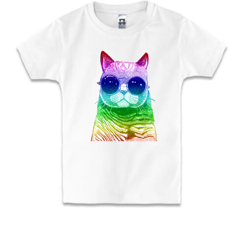 Детская футболка Радужный кот