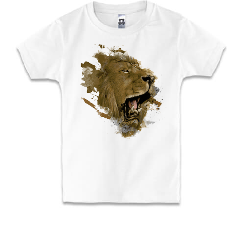 Детская футболка с вырывающимся львом