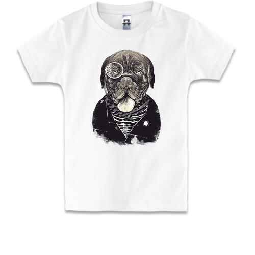 Детская футболка с собакой в монокле