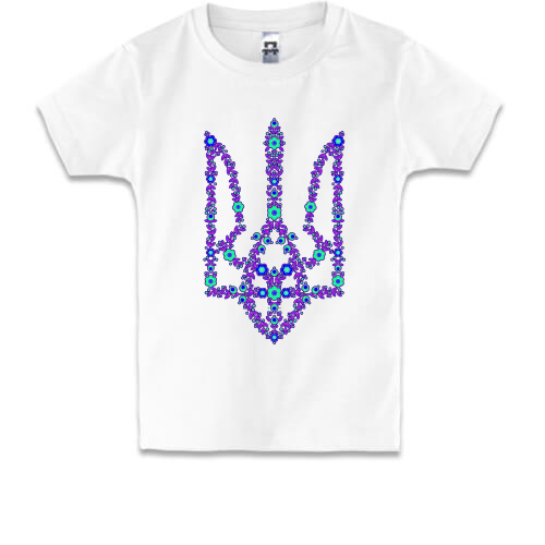 Дитяча футболка з квітковим фіолетовим гербом України