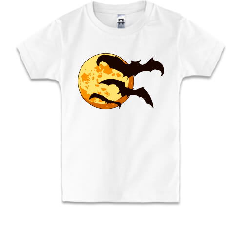 Детская футболка с луной и летучими мышами