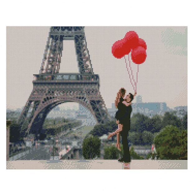 Алмазная картина на подрамнике 'Влюбленные в Париже'