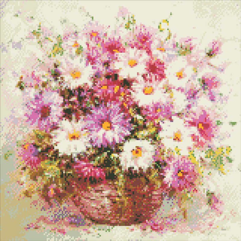 Алмазна мозаїка 'Натюрморт з квітами' своїми руками