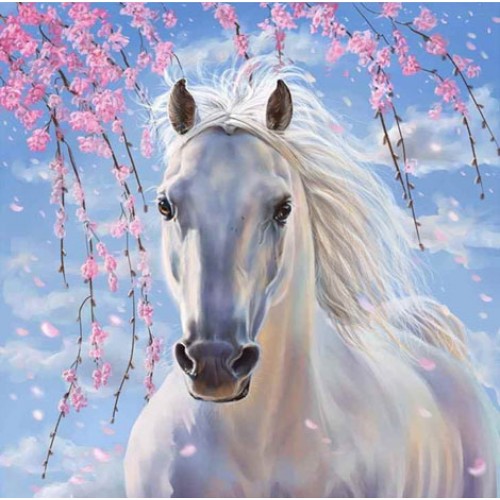 Алмазная мозаика без подрамника 'Белый конь'
