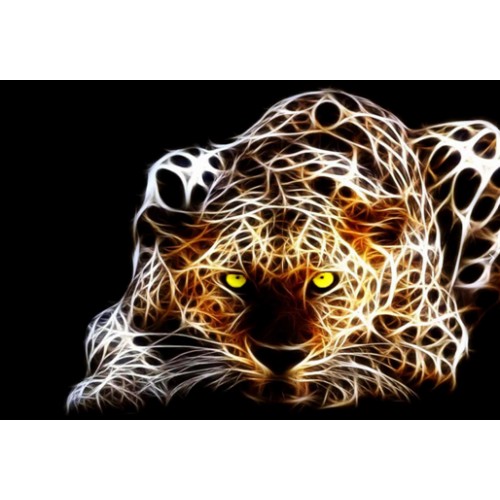 Алмазна мозаїка тварини 'Леопард вночі' без рамки