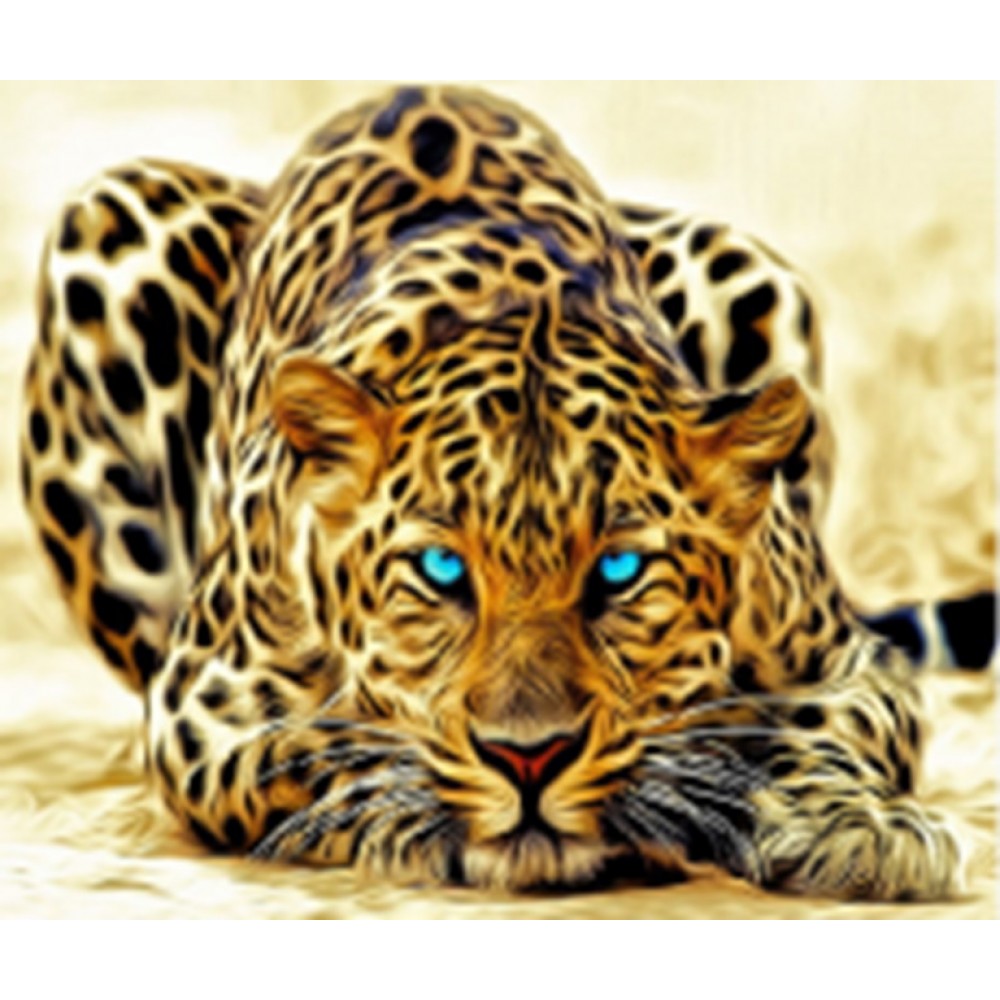 Алмазна мозаїка неонова 'Леопард' без підрамника