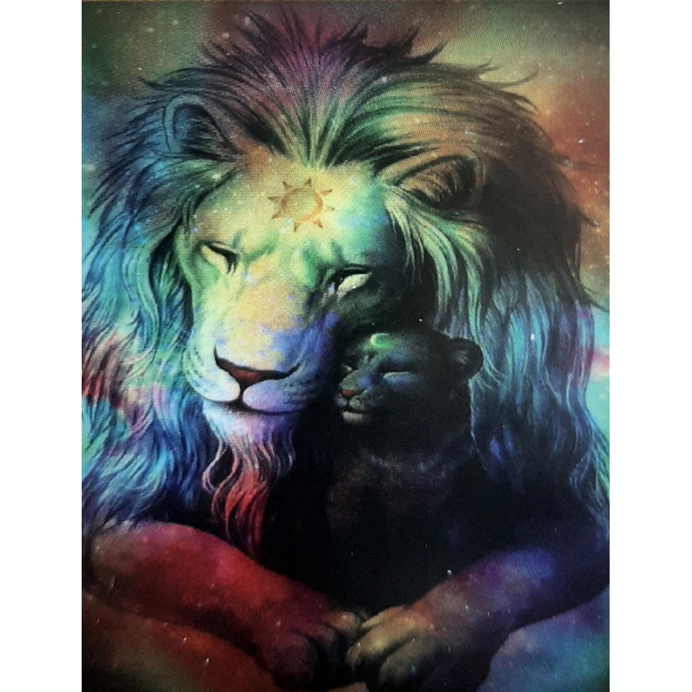 Алмазная мозаика неоновая 'Любовь льва' без подрамника