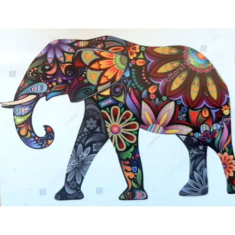 Алмазна мозаїка неонова 'Квітковий слон' без підрамника