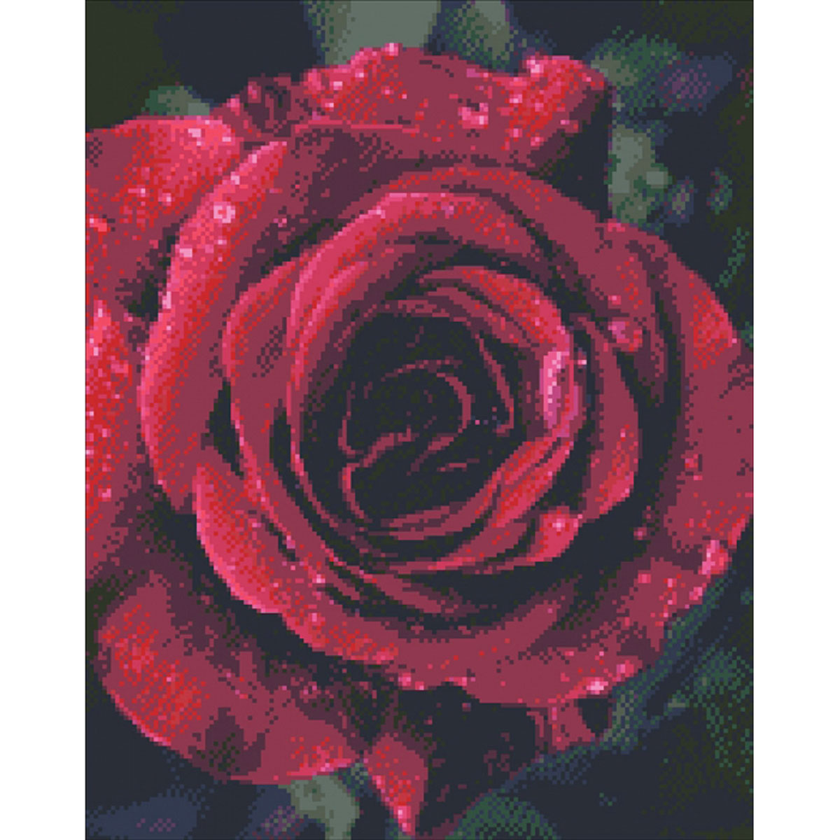 Алмазная вышивка 'Роза с каплями росы'