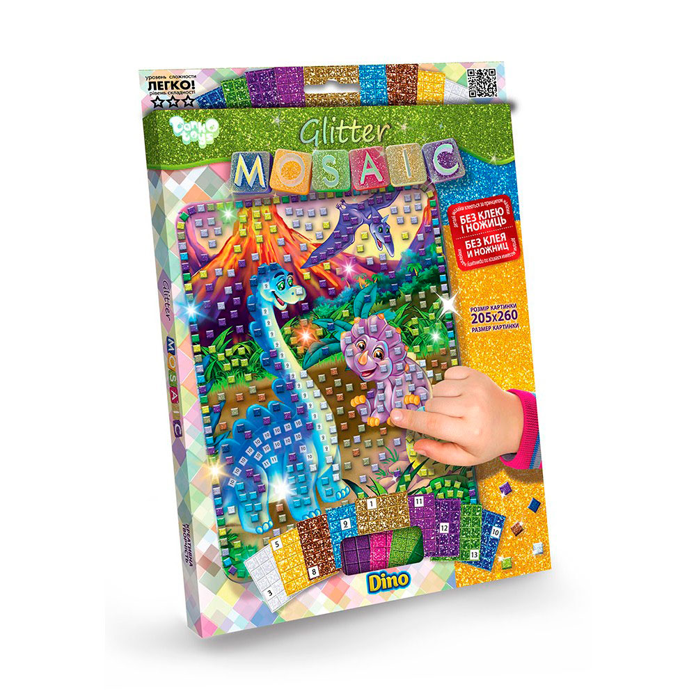 Блискуча мозаїка Glitter Mosaic 'Динозаври'