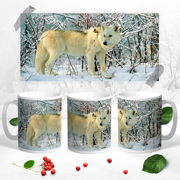 Чашка 'Білий вовк у лісі'