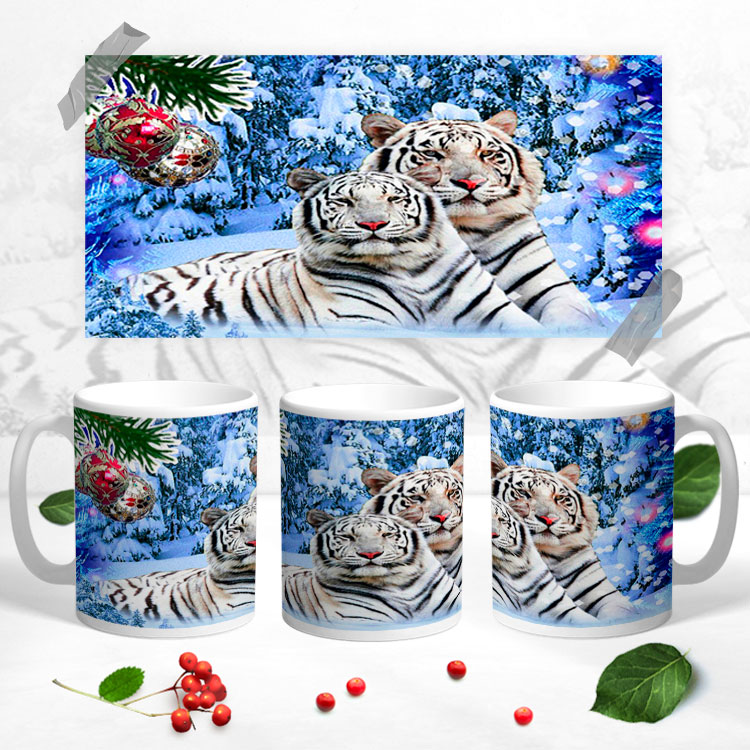 Чашка 'Пара білих тигрів'