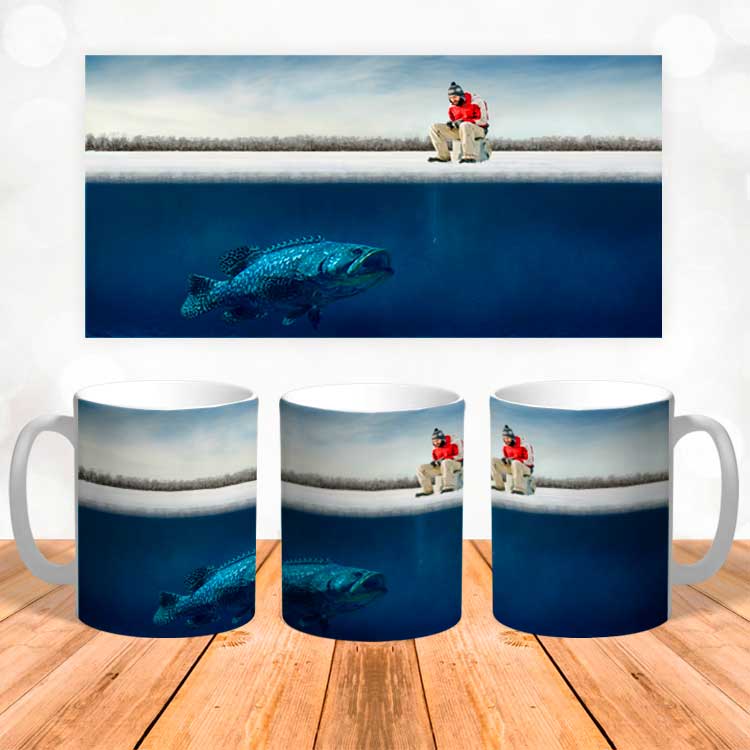 Чашка з 3Д принтом для рибалки 'Зимова риболовля'