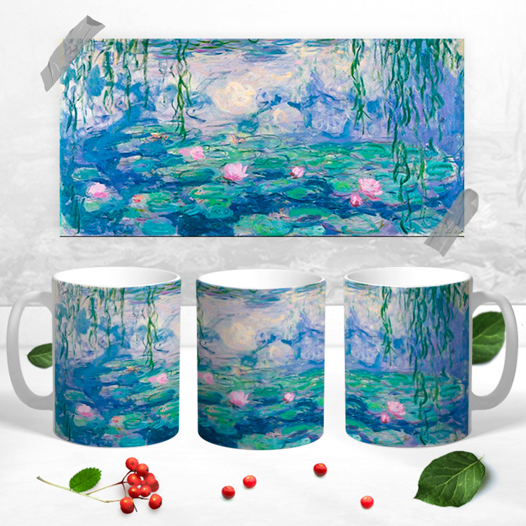 Чашка с фото картины Клод Моне 'Водяные лилии'