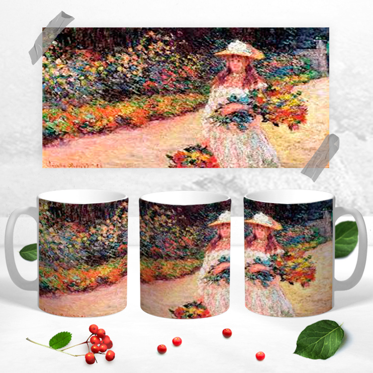 Чашка с картиной Клод Моне ' Девушка в саду в Живерни'