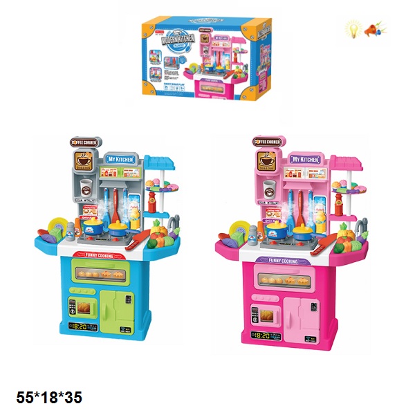 Детская кухня с посудой и мойкой