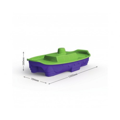 Детская песочница с крышкой 'Корабль' фиолетовая