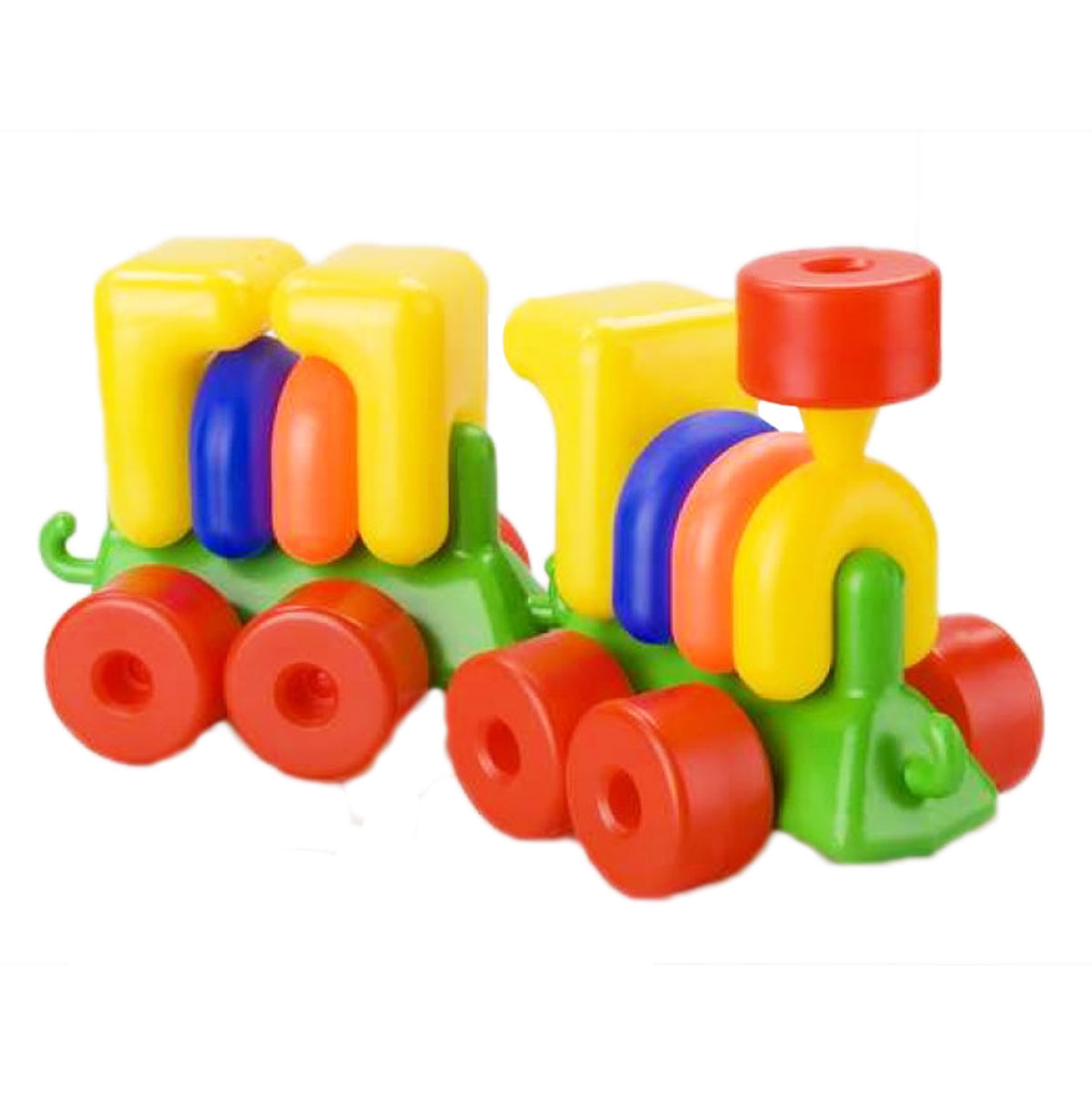 Детский игрушечный паровозик с прицепом