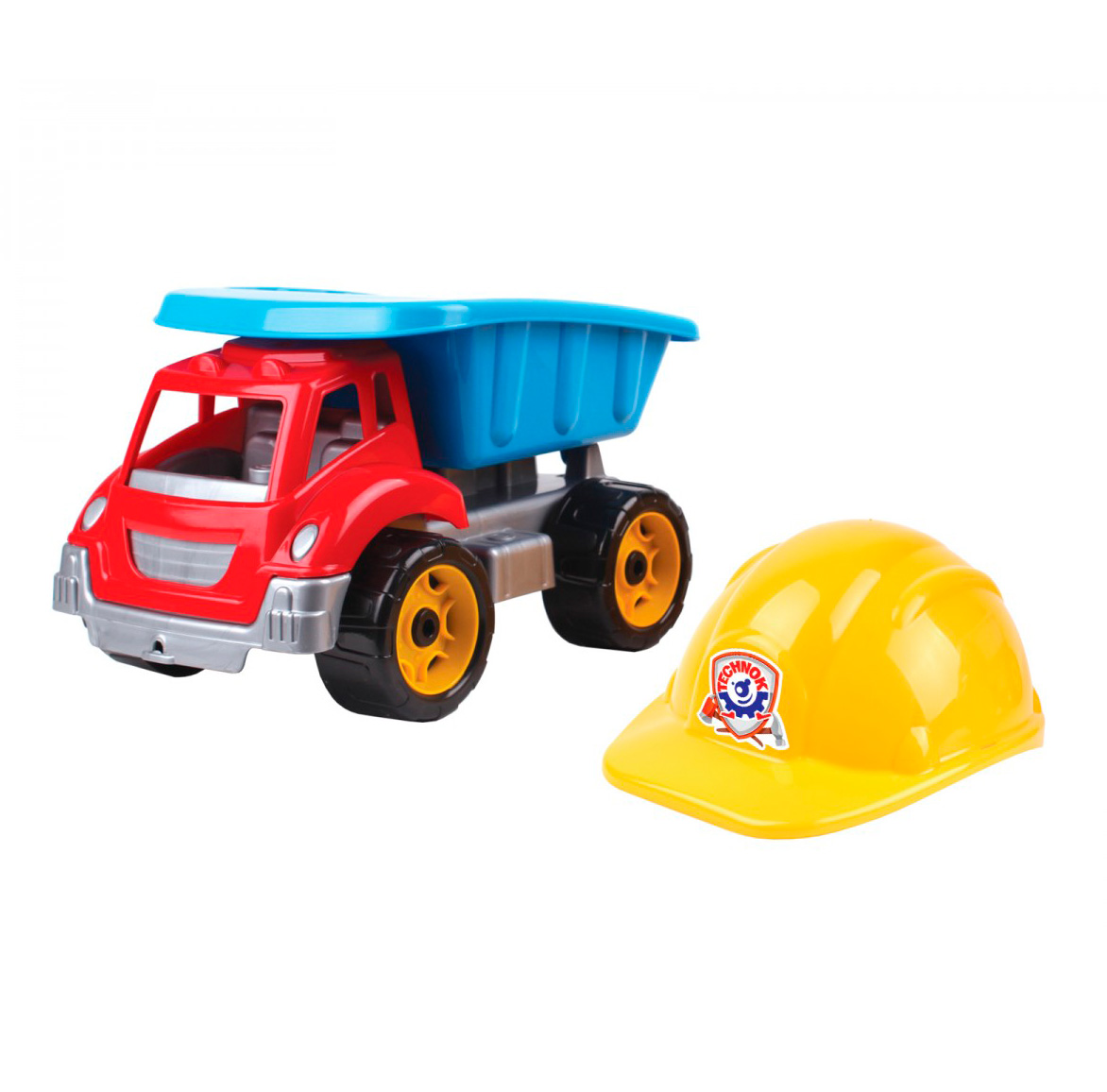 Дитячий іграшковий самоскид з каскою 'Малюк-будівельник'