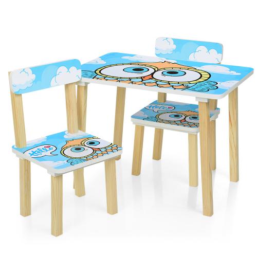 Детский столик с рисунком и два стула