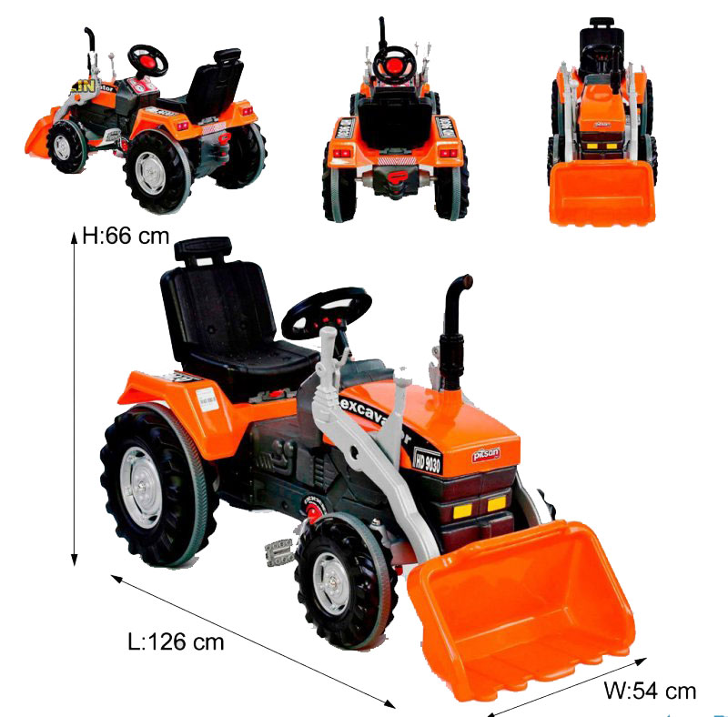 Трактор педальный с ковшом оранжевый