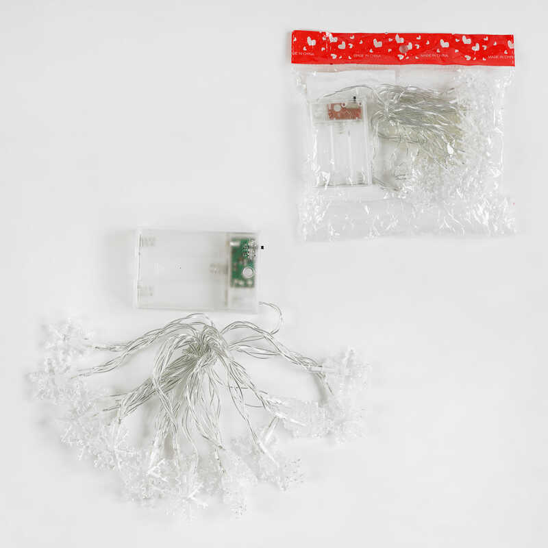 Гирлянда 'Снежинки' на батарейках желтый свет 2 режима