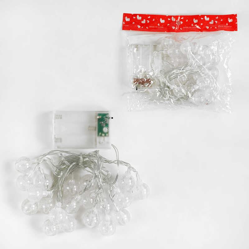 Гирлянда 'Снежные шарики' на батарейках желтый свет 2 режима