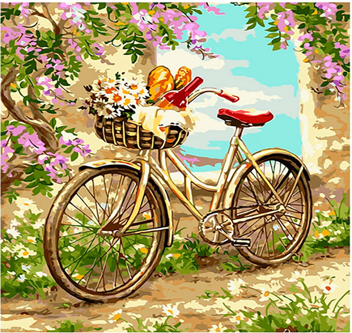 Живопись по номерам 'Велосипед в цветах' в коробке