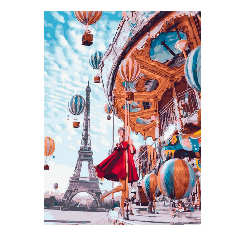 Живопис по номерам 'Повітряні кулі та карусель в Парижі'