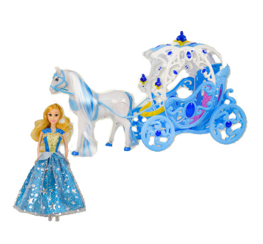 Блакитна карета з лялькою в наборі