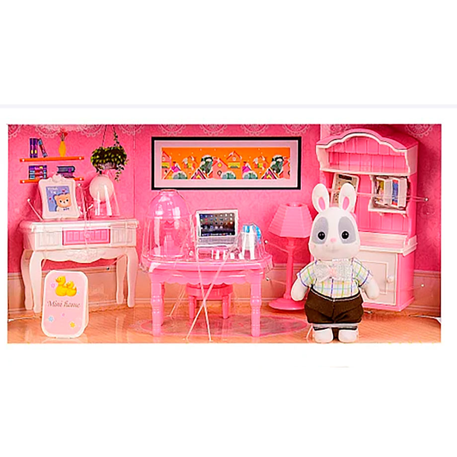 Игровой набор 'Кабинет' с кукольной мебелью и флоксовыми животными
