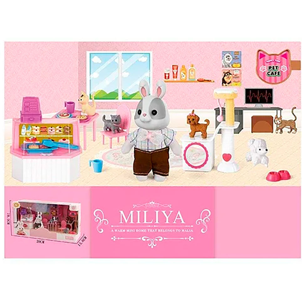 Игровой набор с кукольной мебелью 'Игровая комната' и флоксовыми животными
