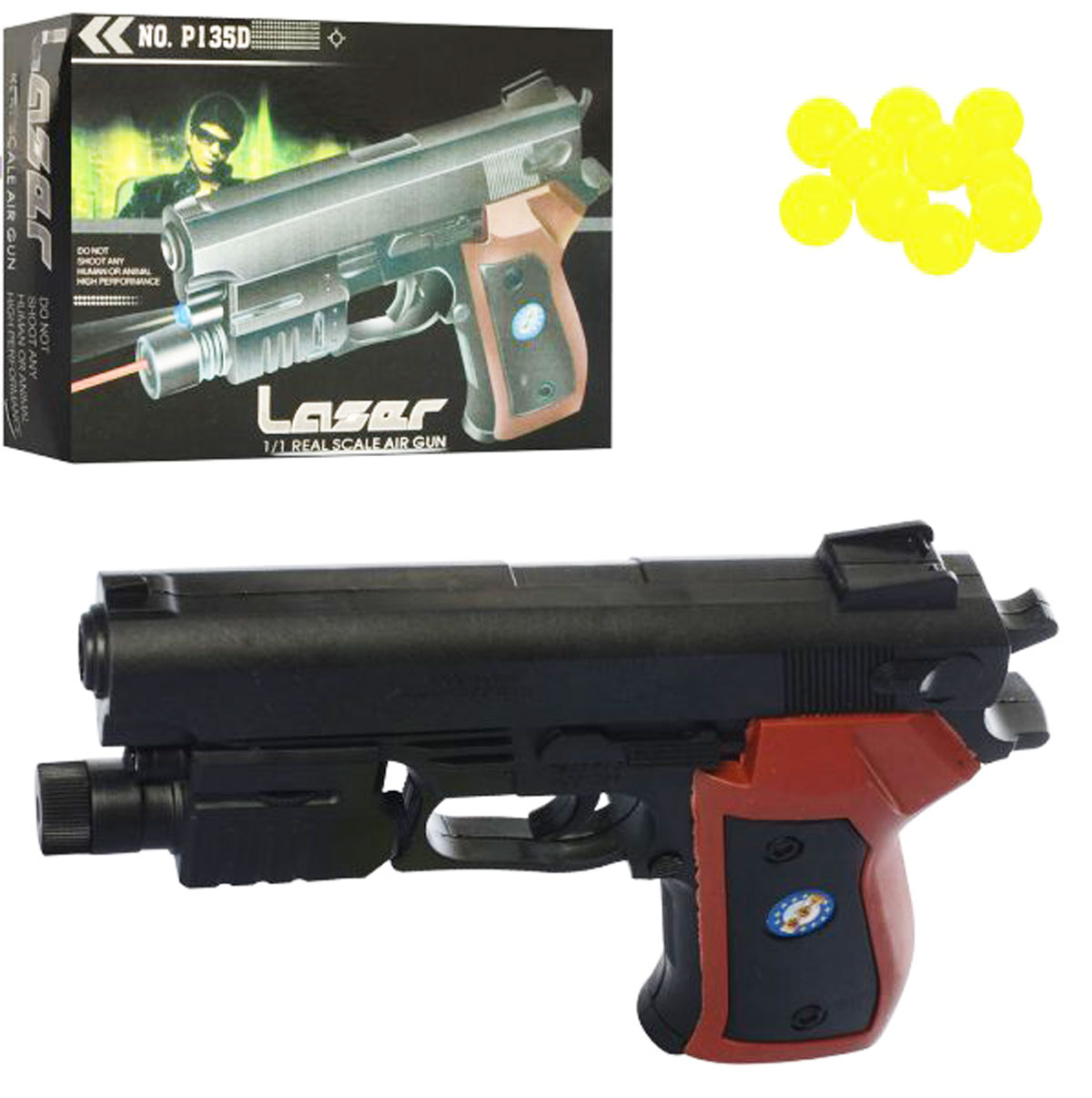 Игрушечный пистолет на пульках с лазерным прицелом