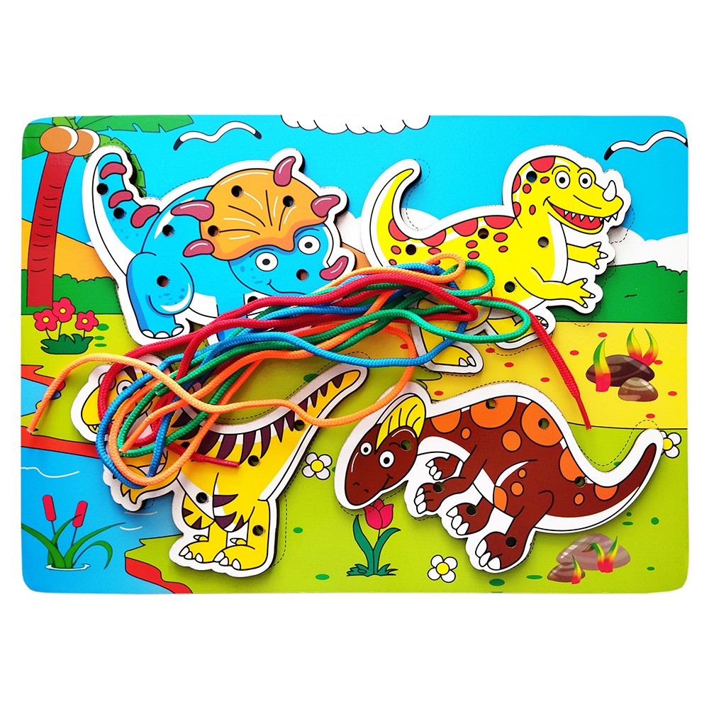Іграшка-шнурівка дерев'яна 'Дінозаври'