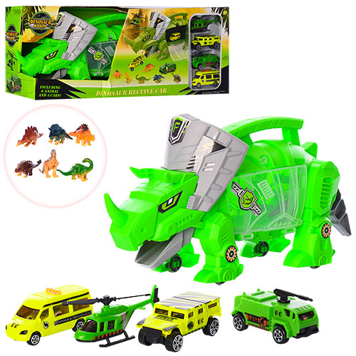 Игрушка трейлер 'Носорог' с динозаврами и машинками