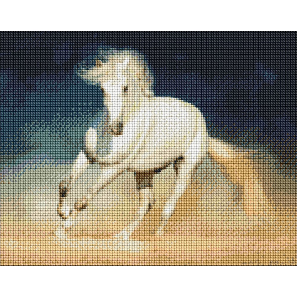 Картина алмазами 'Белая лошадь' на подрамнике