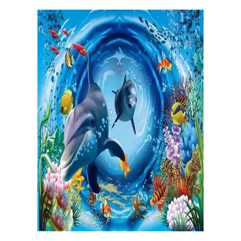 Картина алмазами 'Дельфіни у морі'