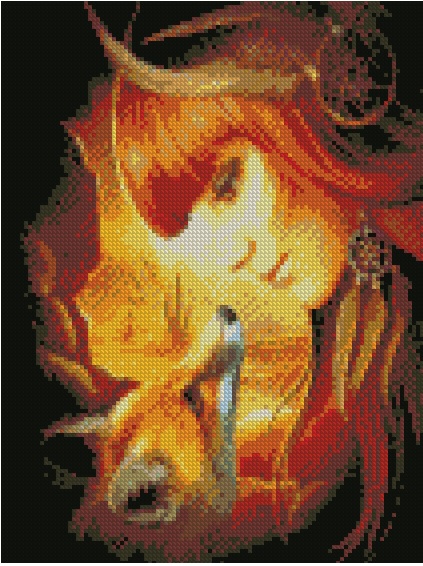 Картина алмазами 'Девушка с лисицей'