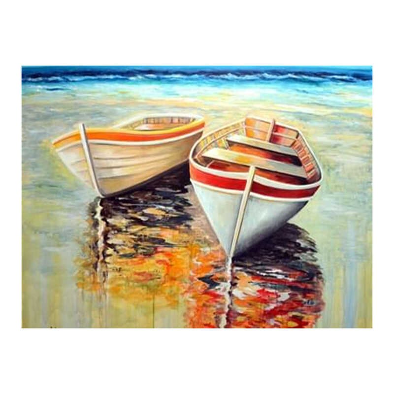 Картина алмазами 'Две лодки на берегу'