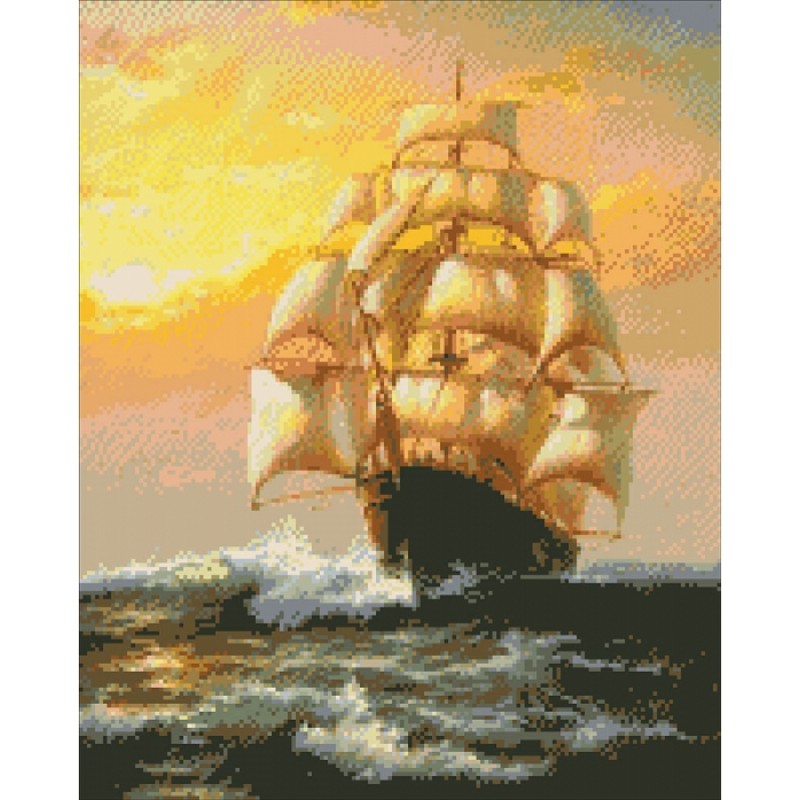 Картина алмазами 'Корабль в море'