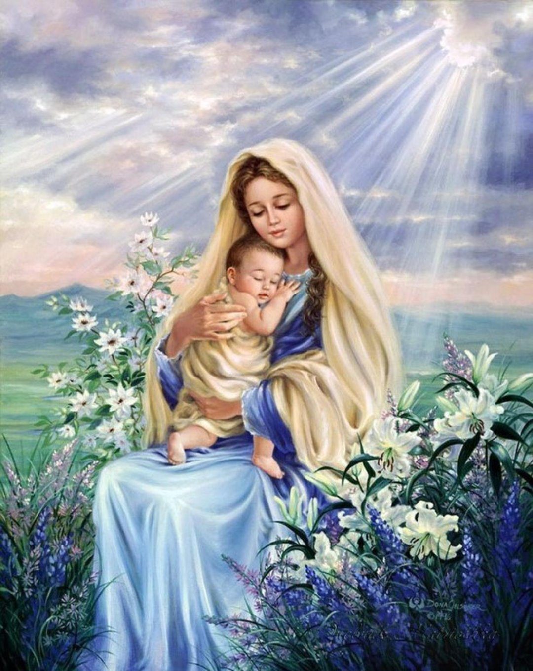 Картина алмазами 'Мария с Иисусом'