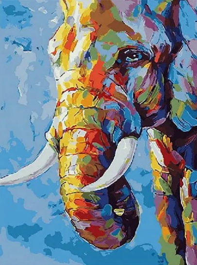 Картина алмазами 'Кольоровий слон'